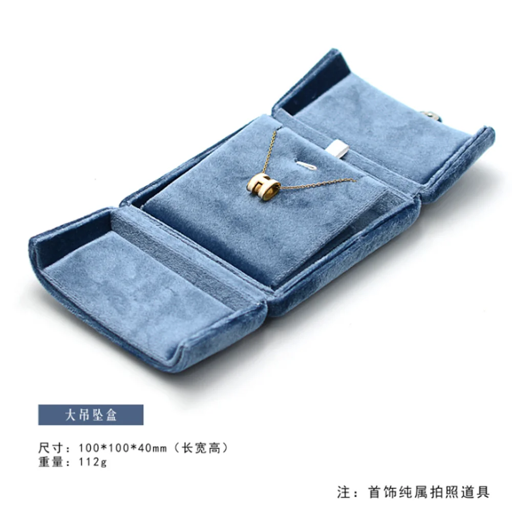 boîte bijoux velours bleu classique boîte bague bracelet collier boucles d'oreilles organizer voyage
