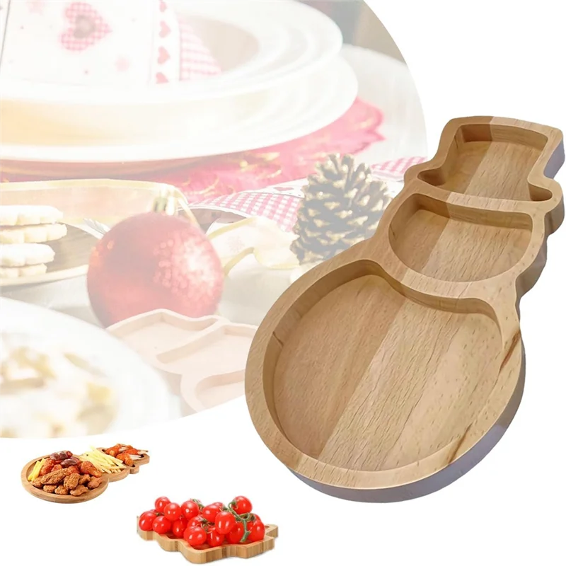 assiette compartiments bois moderne grain visible opaque noël minimaliste