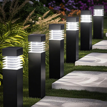 lampe solaire led moderne noire rayures horizontales ip65 jardin patio extérieur