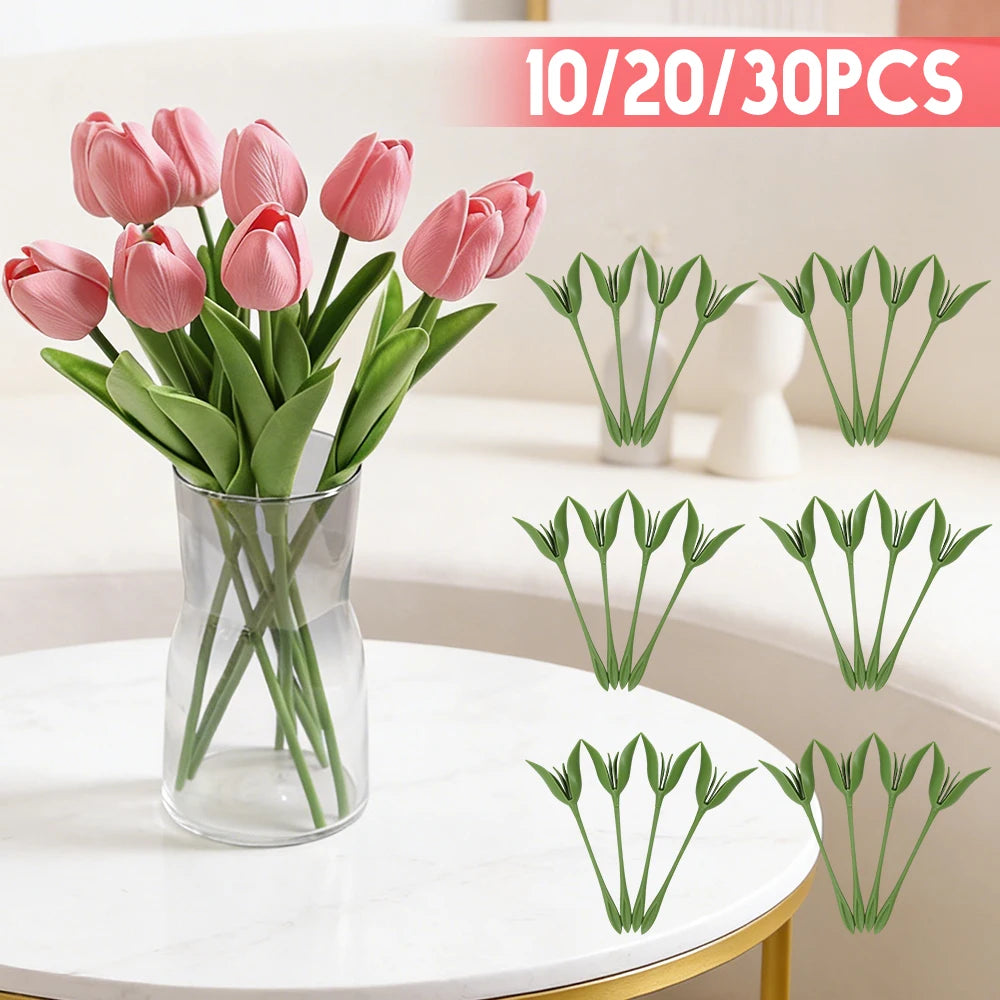 porte serviettes artificielles tulipes feuilles rose vert modernes kit pliage table decoration