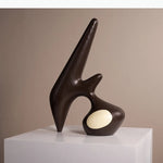 sculptures abstraites modernes bois céramique marron beige blanc noir decoration intérieur abstraite minimaliste