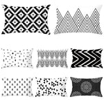 coussins géométriques motifs mandalas modernes polyester noir blanc minimaliste 30x50cm