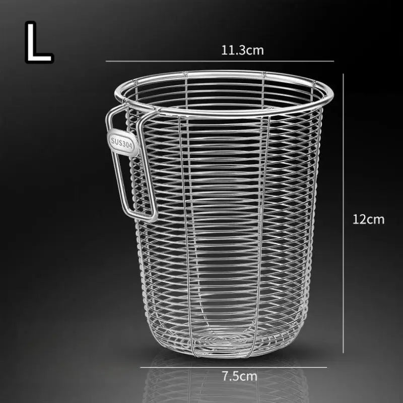 paniers couverts filtre soupe argenté maille fine moderne anneaux métalliques étiquettes SUS 304 compatibles