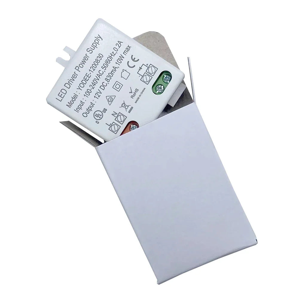 alimentation led 12v 10w 830ma protection surcharge blanc moderne étanches 40x20x50mm