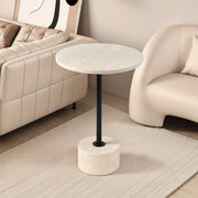 Tête de lit ronde en travertin naturel style vintage, table d'appoint pour salon design