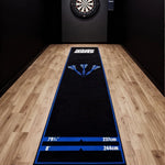 tapis fléchettes noir bleu logo cuesto moderne antidérapant polyester durable intérieur extérieur chambre couloir
