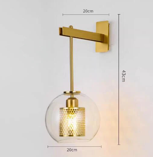 lampe murale moderne or transparent texture nid d'abeille éclairage chambre cuisine salle manger entree