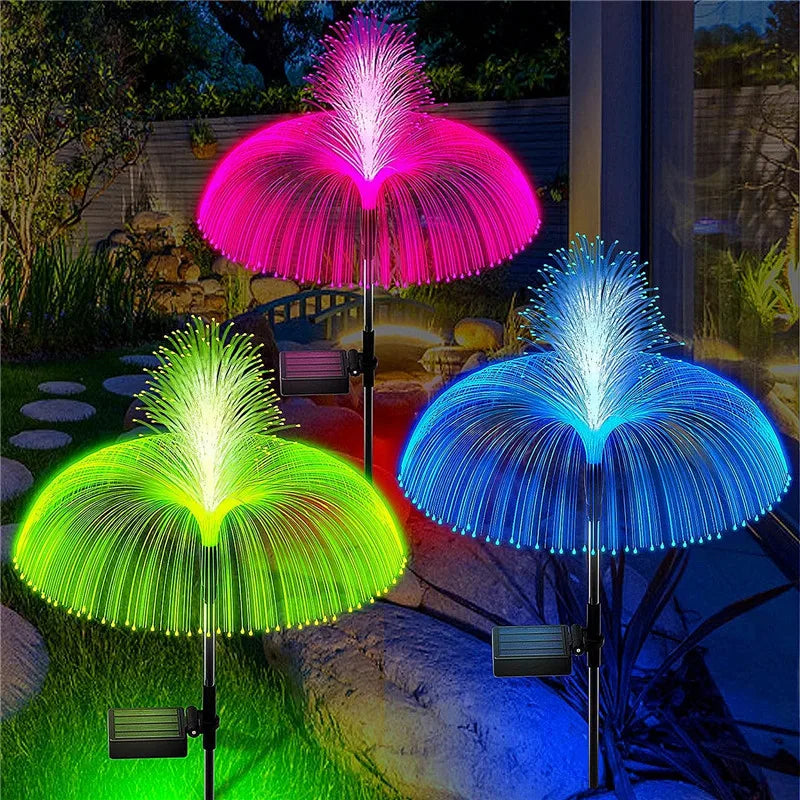 lumière solaire jardin fibre lumineuse violet vert bleu moderne original autonomie ip65 led