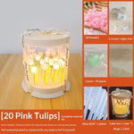 boîte gâteau lumineuse transparente tulipes colorées moderne décoration chambre veilleuse artisanale feuilles plastique