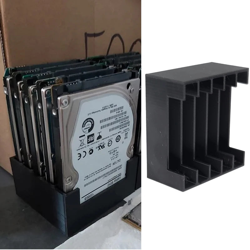 rangement disque dur hdd noir impression 3d texturé industriel utilitaire organisation accessoire numérique storage