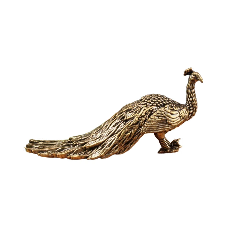 figurines paons doré argenté texturé plumes décoratives asiatiques maison
