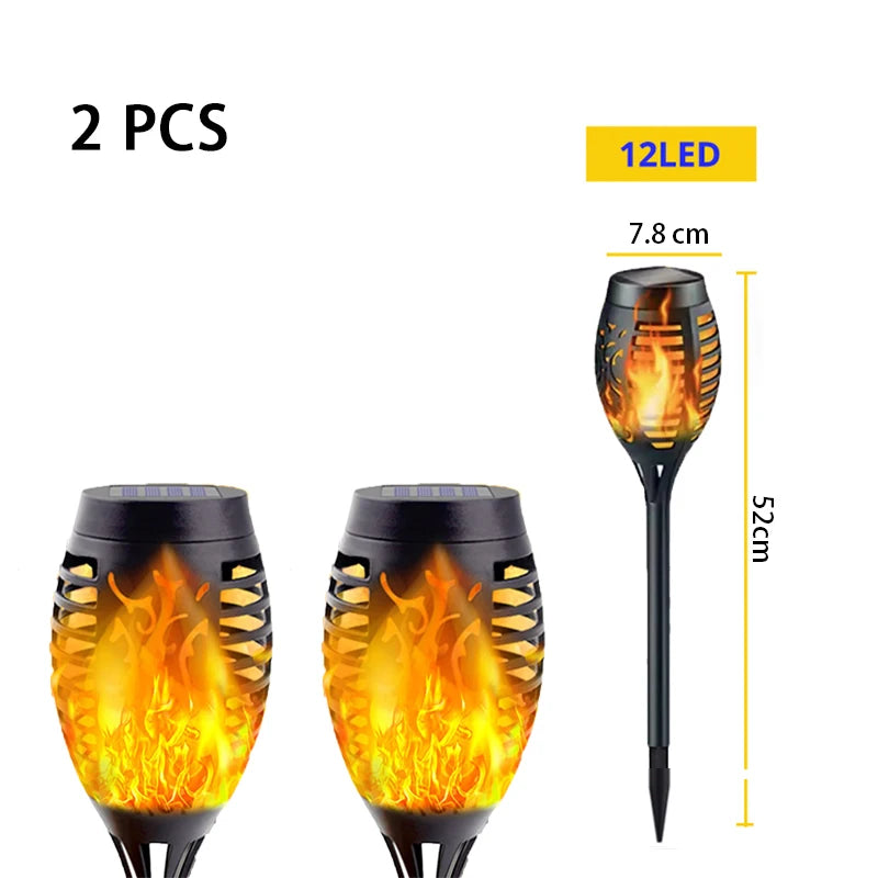 lampe solaire torche flamme artificielle moderne extérieure jardin pelouse tringle ip65 led 2492000lm abs
