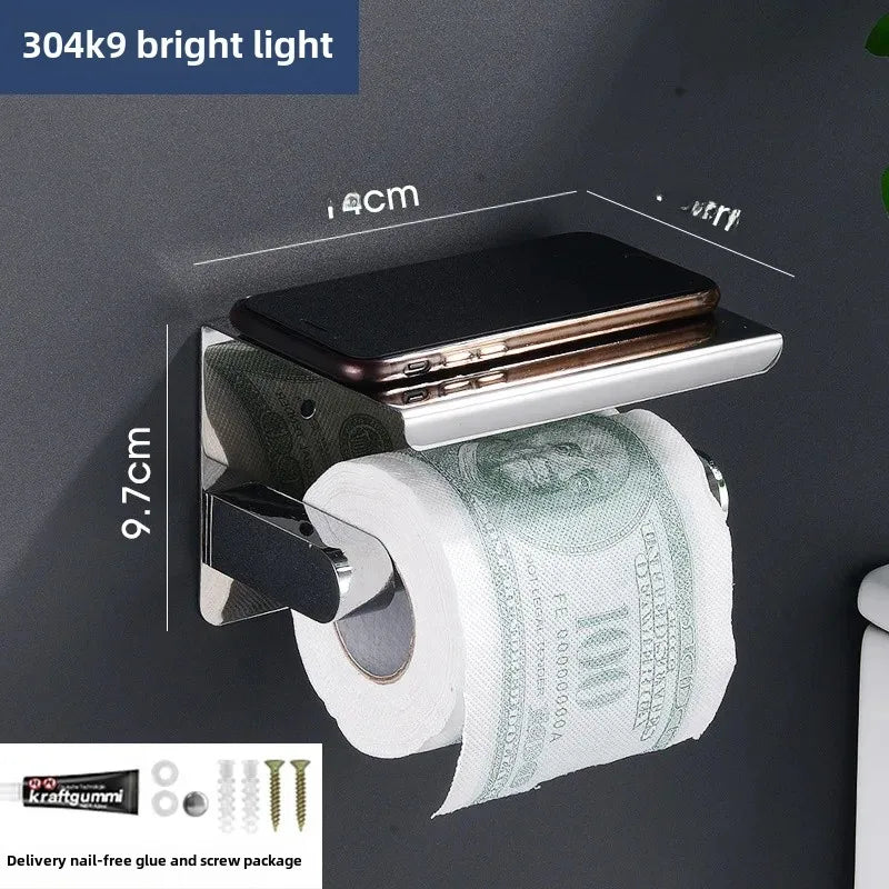 porte rouleau papier toilette acier inoxydable argenté moderne adhésif sans perçage double rouleau support