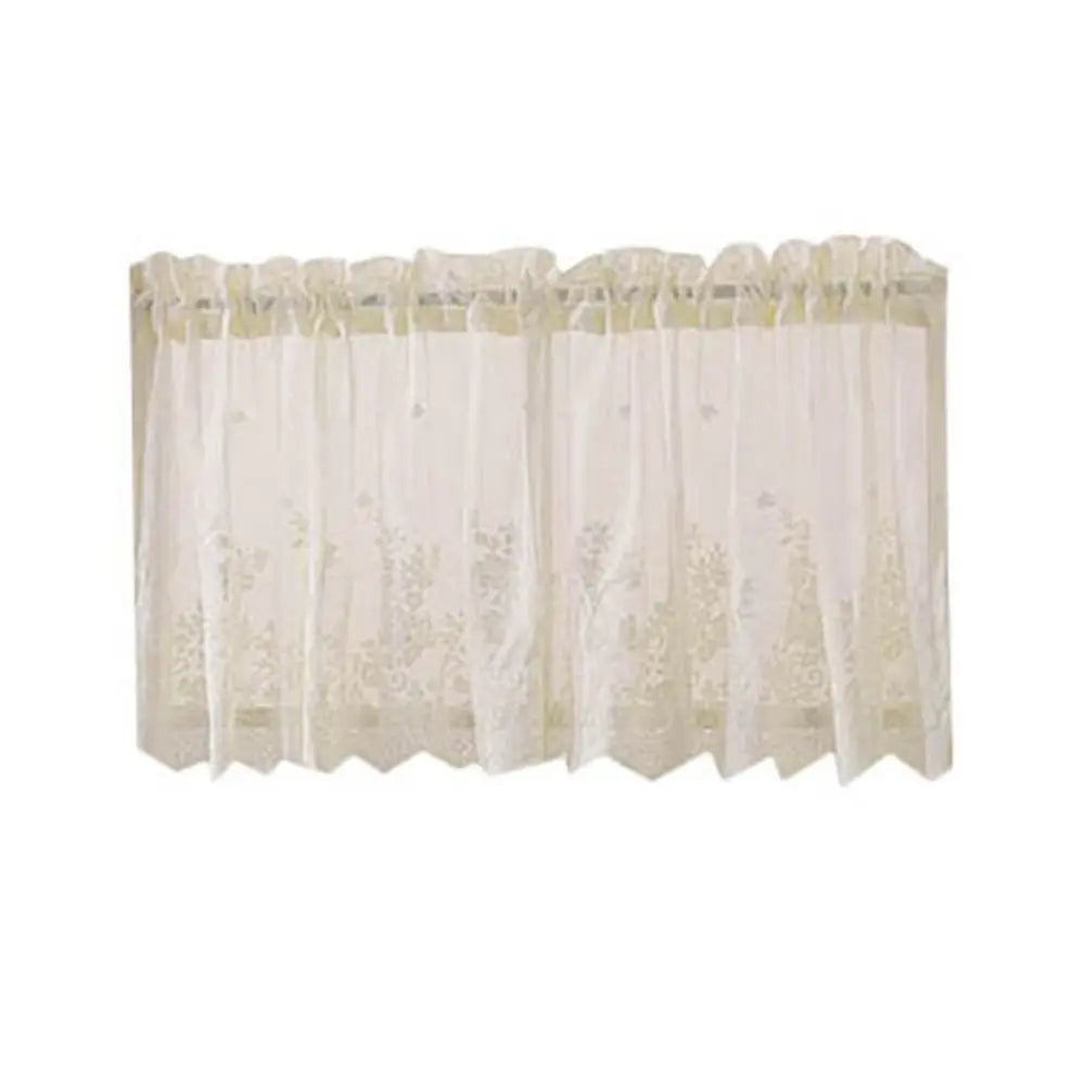 rideau fenêtre extérieur polyester dentelle florale blanc noir bleu turquoise beige clair vintage champêtre