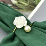 porte serviettes décoratifs or blanc crème motif floral nacrées élégants set 10pcs