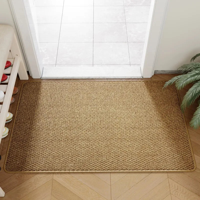 tapis durable extérieur résistant antidérapant moderne texture tissée beige clair sol entrée chambre adultes