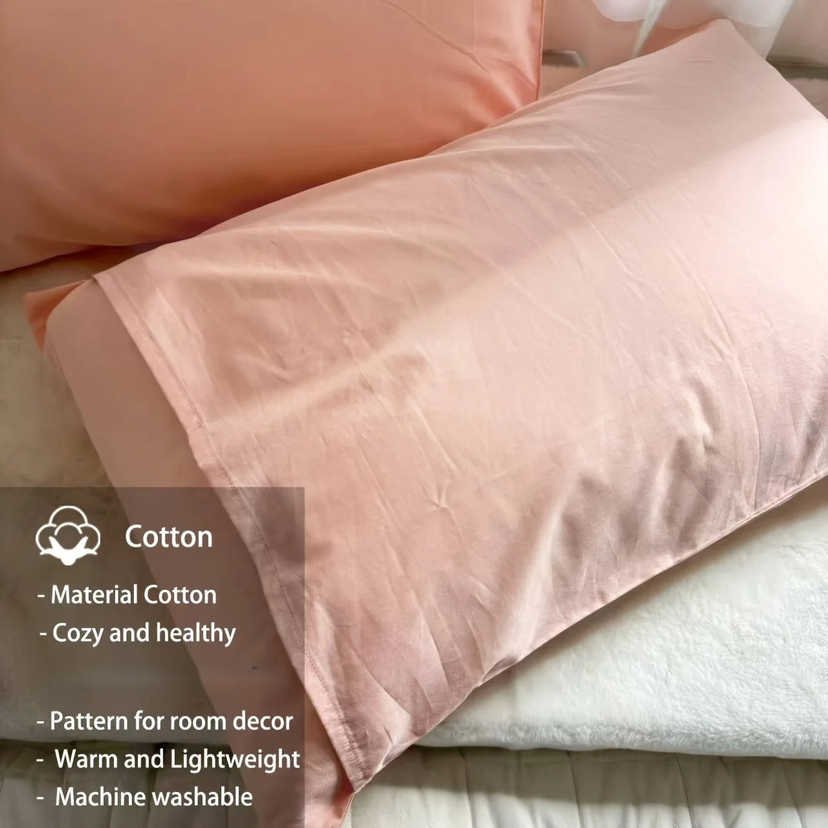 protège oreiller coton uni moderne housse protection lit bleu rose gris 50x80cm