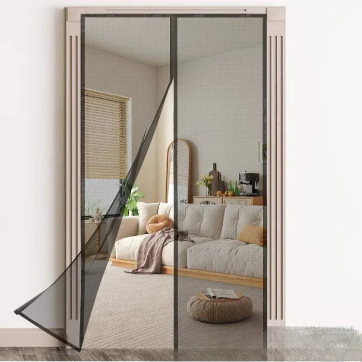 rideau moustiquaire porte noir maille fine moderne velcro aimants 100x210cm