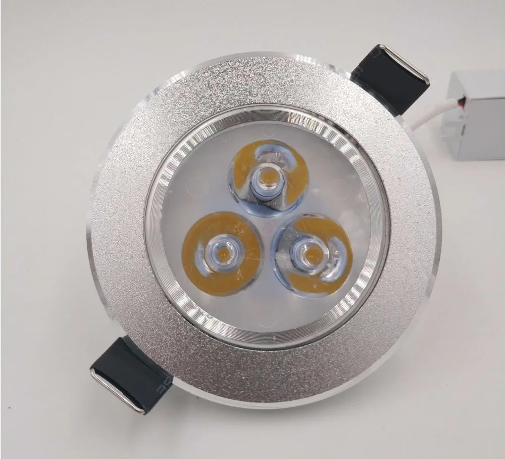 Spot LED argenté moderne surface gravée clips fixation câble d'alimentation 85 240V