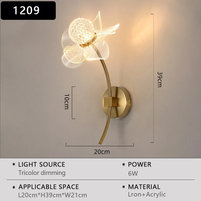 lampe murale moderne or blanc translucide forme fleur éclairage cuisine salle manger