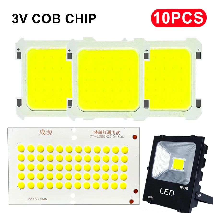 puce led jaune 6w cob 10 pièces lumière blanche portable plein air camping usb