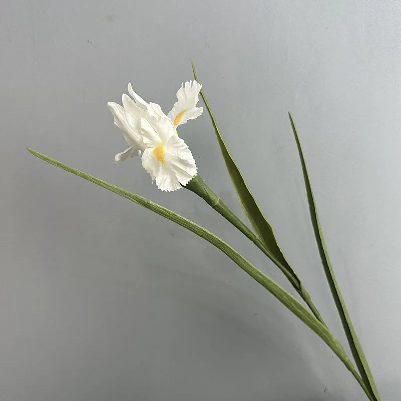 décoration intérieure bouquet iris artificiels soie violet blanc jaune réaliste mariage anniversaire chambre