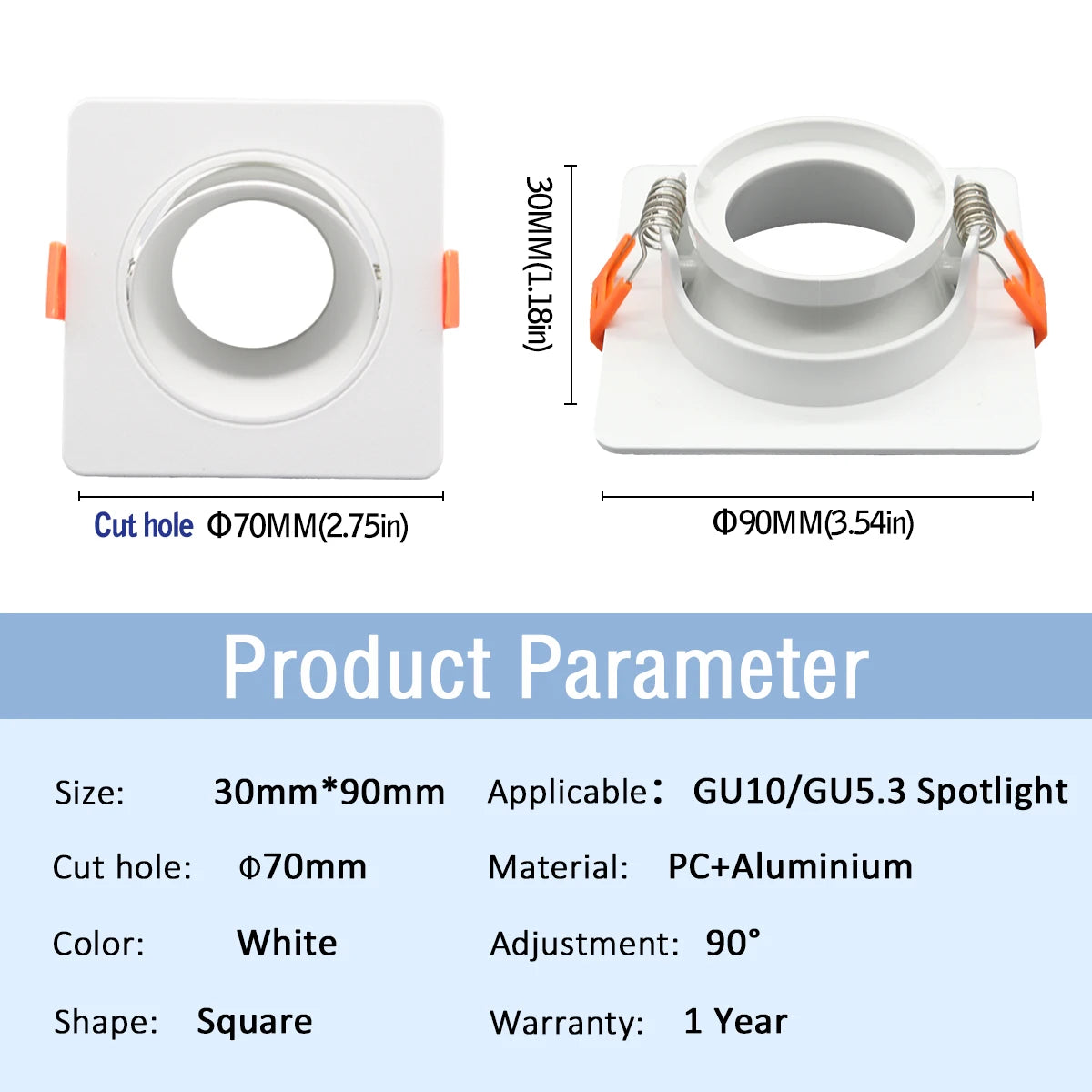 supports lampe led blanc noir clips modernes gu10 gu5.3 carré rond câble électrique