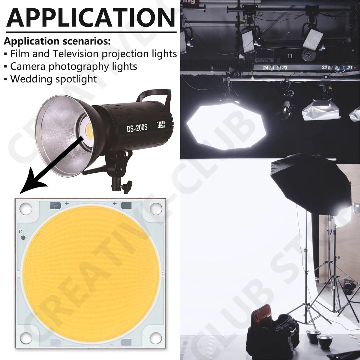 ampoule led 500w blanc jaune chip cuivre 47mm moderne haute luminosité filmm tv