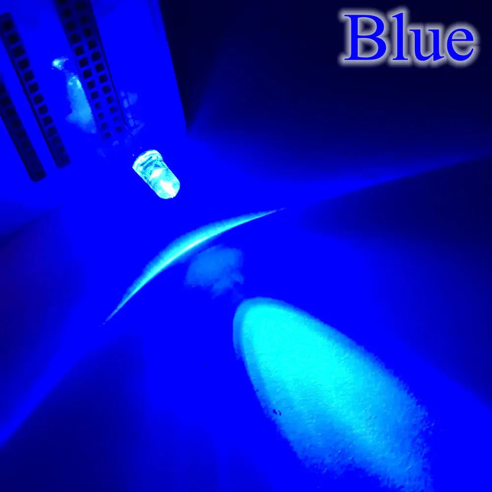 diodes led 5mm ronde bleu vert rouge blanc chaud jaune violet orange transparentes couleurs
