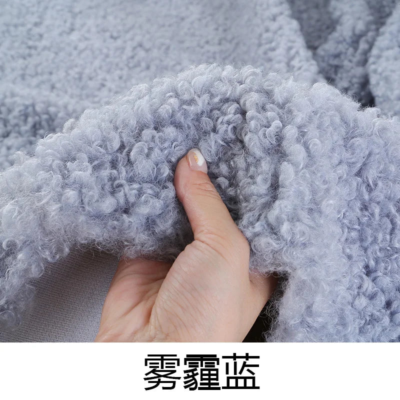 tissu bouclé imitation laine peluche beige bleu rose vert blanc poupée bricolage diy