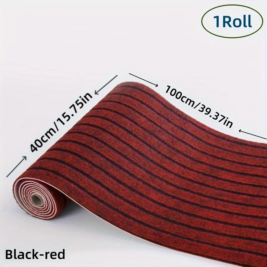 tapis adhésif rouge noir rayé antidérapant polyester intérieur porte salle bain