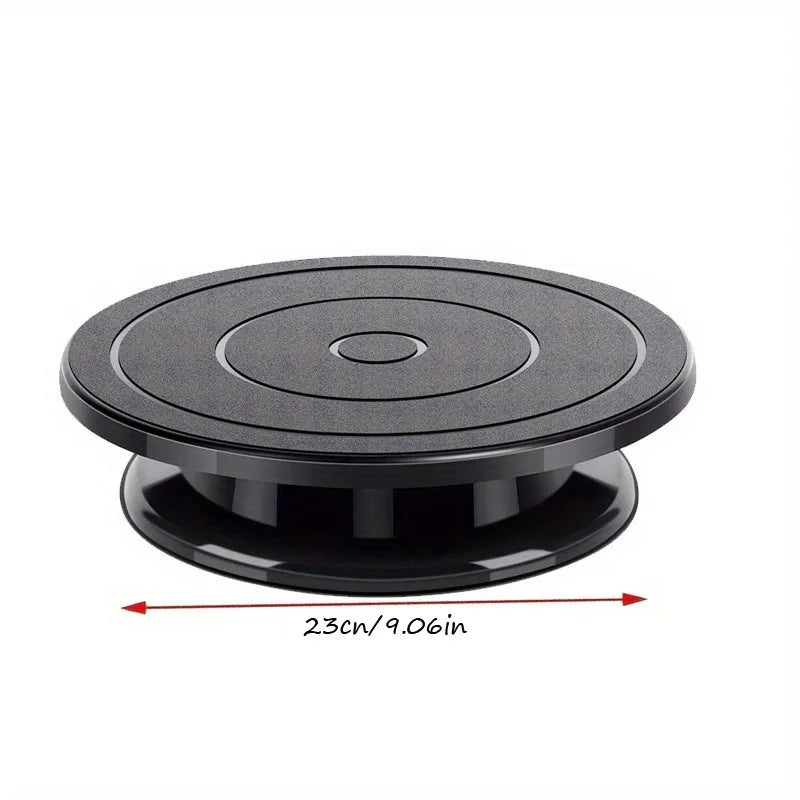 plateau rotatif noir moderne sculpture peinture décoration gâteaux antidérapant plastique 23cm