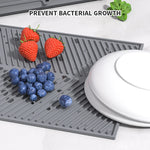 tapis cuisine silicone gris rayures moderne résistant chaleur égouttage séchage durable environnement