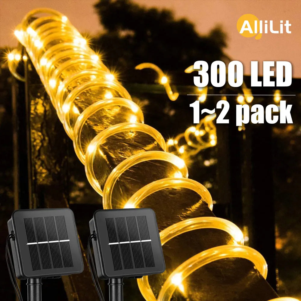 guirlande lumineuse solaire ip65 led blanc chaud moderne extérieure jardin décoration vacances filaments lumineux