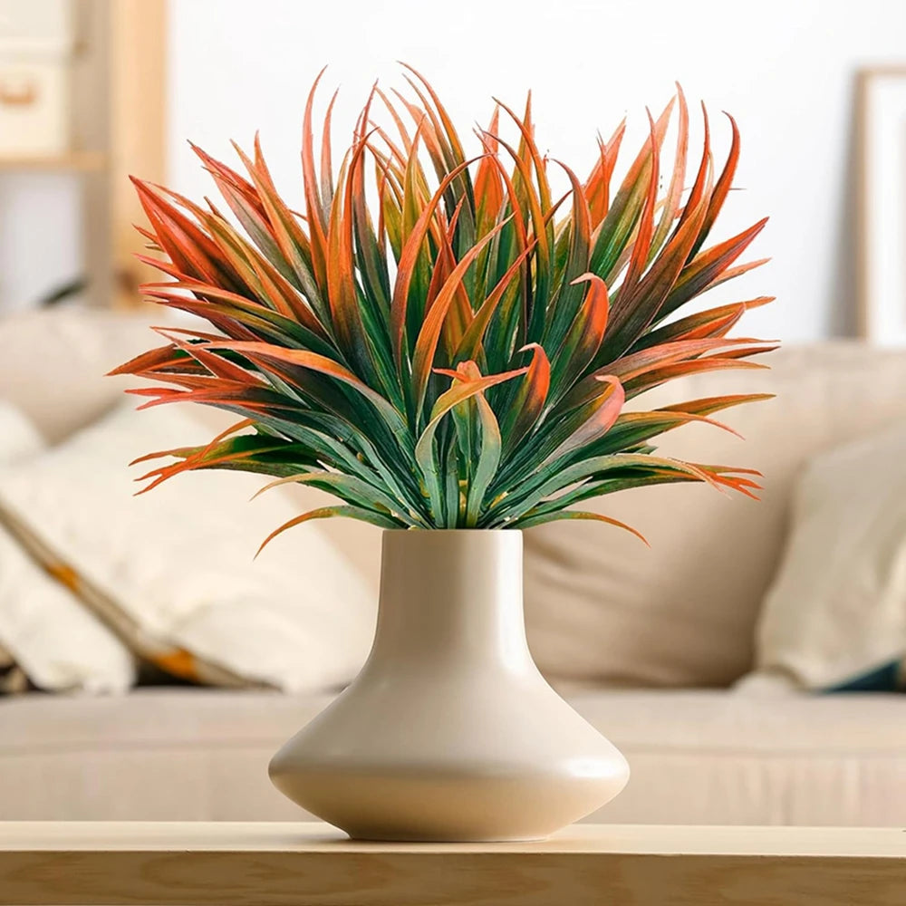 plante artificielle herbe feuilles longues pot céramique panier fibres naturelles macraméextérieurDecorationFenetreRideauxBlancs