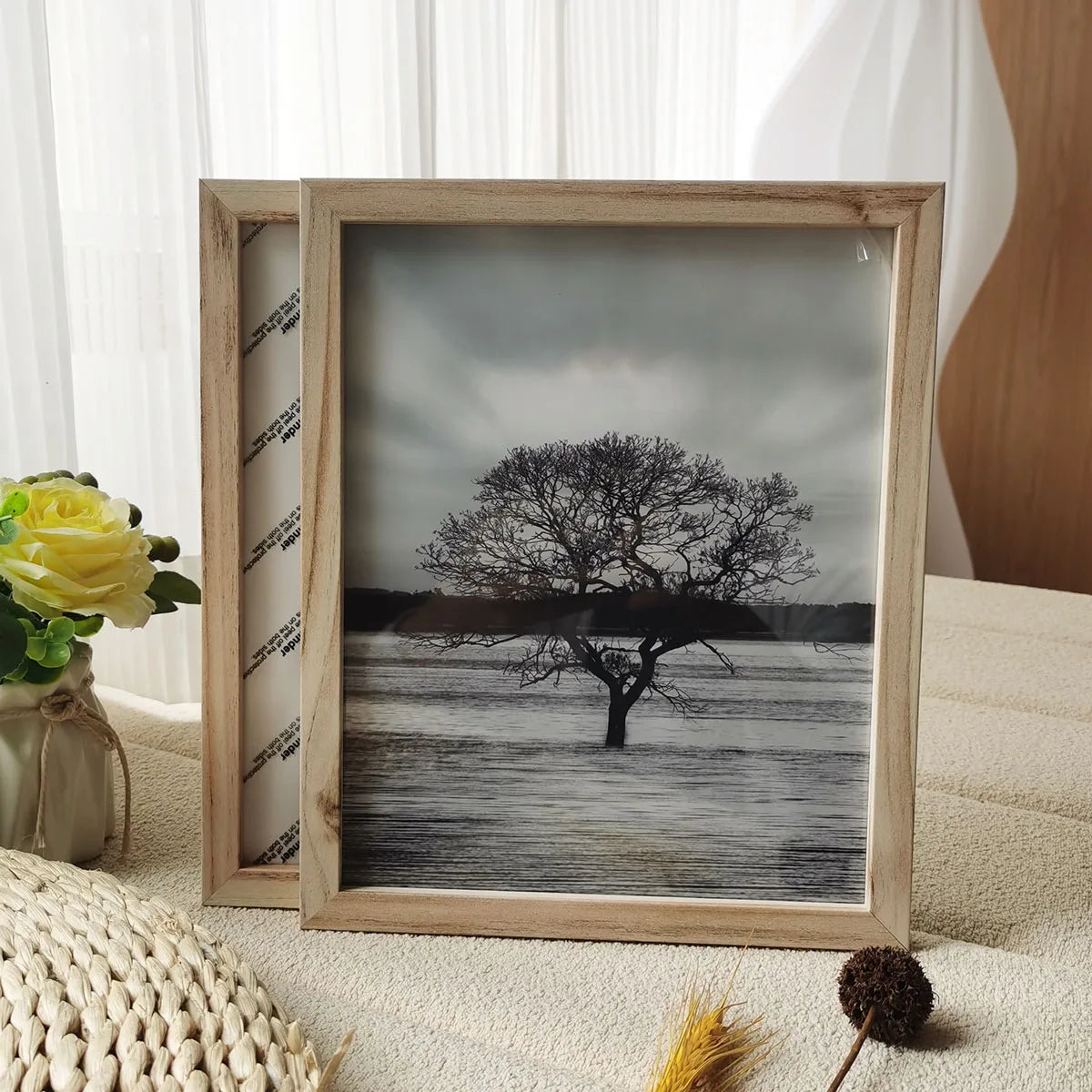 cadre photo bois naturel classique 10x15cm 15x20cm 20x59cm pièces texture arbre noir blanc