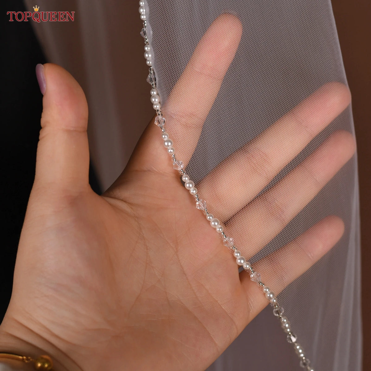 voile mariée blanc cristal bord transparent classique soirée