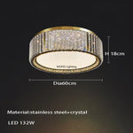 plafonnier moderne doré cristal strass brillant led 4200k 3000k 6000kversible