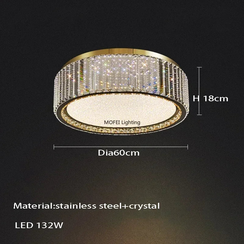 plafonnier moderne doré cristal strass brillant led 4200k 3000k 6000kversible