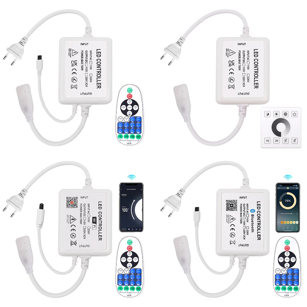 contrôleur led bluetooth wifi 750w 23touches télécommande ir moderne blanc