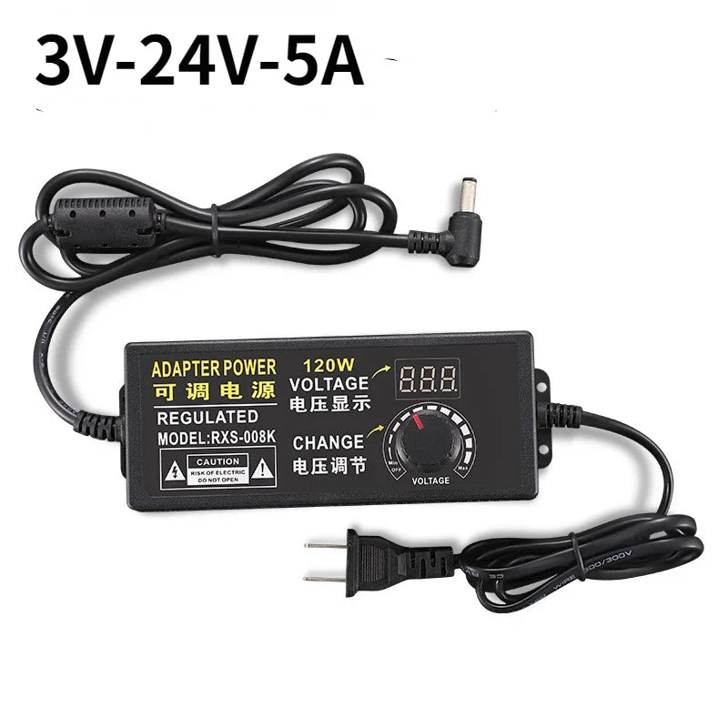 adaptateur électrique réglable tension sortie 3v 12v 24v entrée ac 100v 240v certification rohs