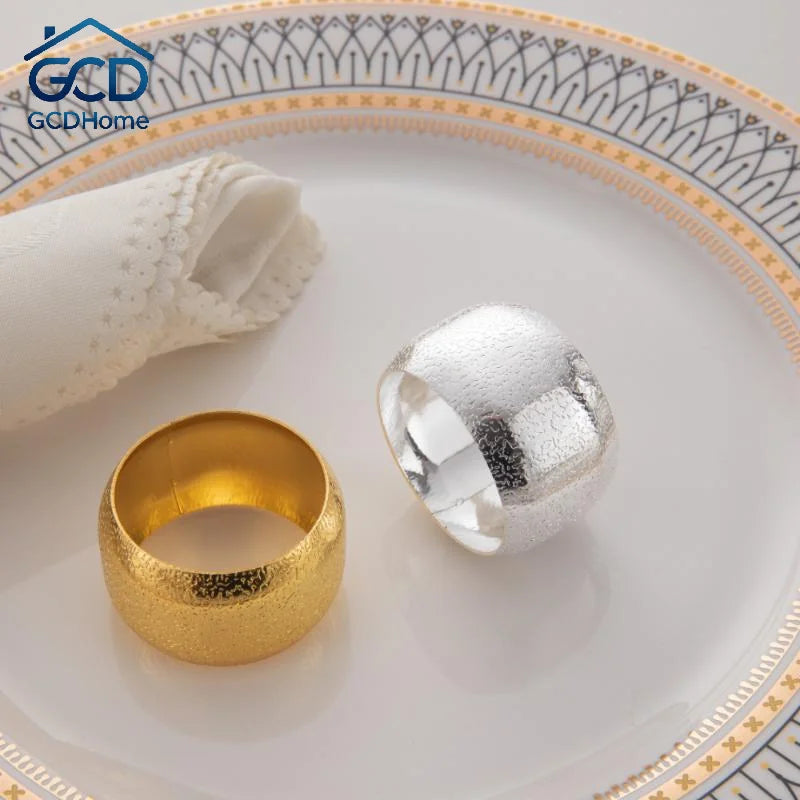 anneaux serviette or argent texture rugueuse moderne adhésif fixe set table minimaliste