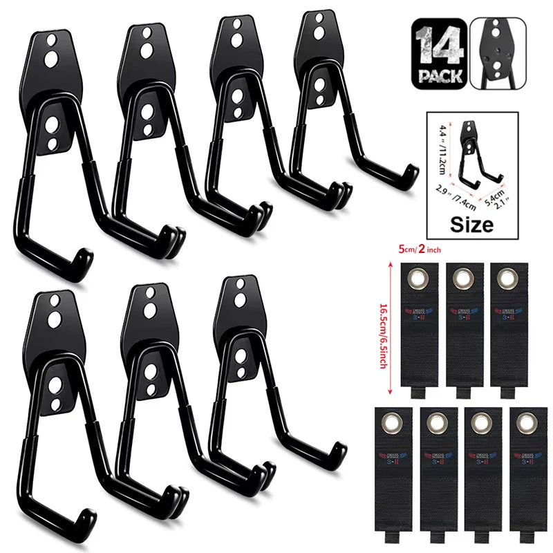 crochet mural acier noir support rangement outils garage vélo escabeau fixation vis