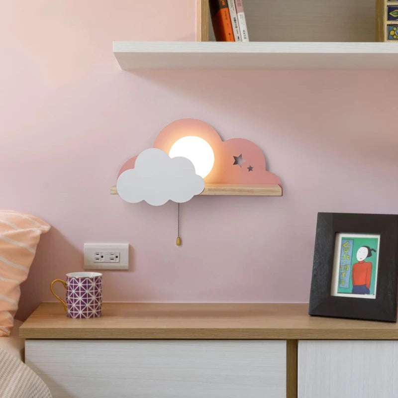 lampe murale moderne nuages étoiles rose blanc bébé chambre éclairage quotidien led 220v