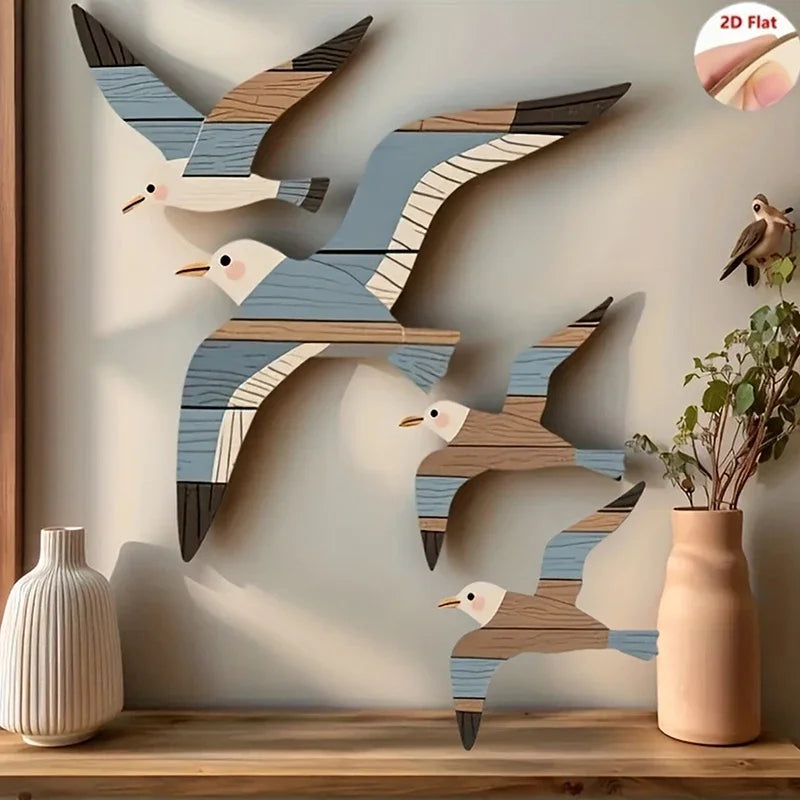 décoration murale oiseaux vol blanc bleu moderne adhésif