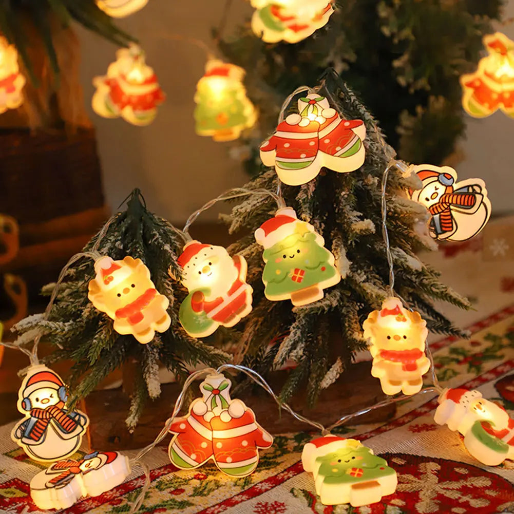 guirlande lumineuse noel personnages decoratifs pere noel bonhomme neige multicolore festiveextérieurintérieur