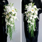 bouquets mariage fleurs artificielles cascade blanc rose violet bleu