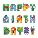 guirlande lettres happy birthday multicolore insectes coccinelle scarabée abeille festive enfant