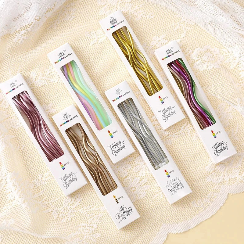 bougies gâteau or rose vert violet blanc lisses brillantes moderne festif anniversaire mariage fiançailles