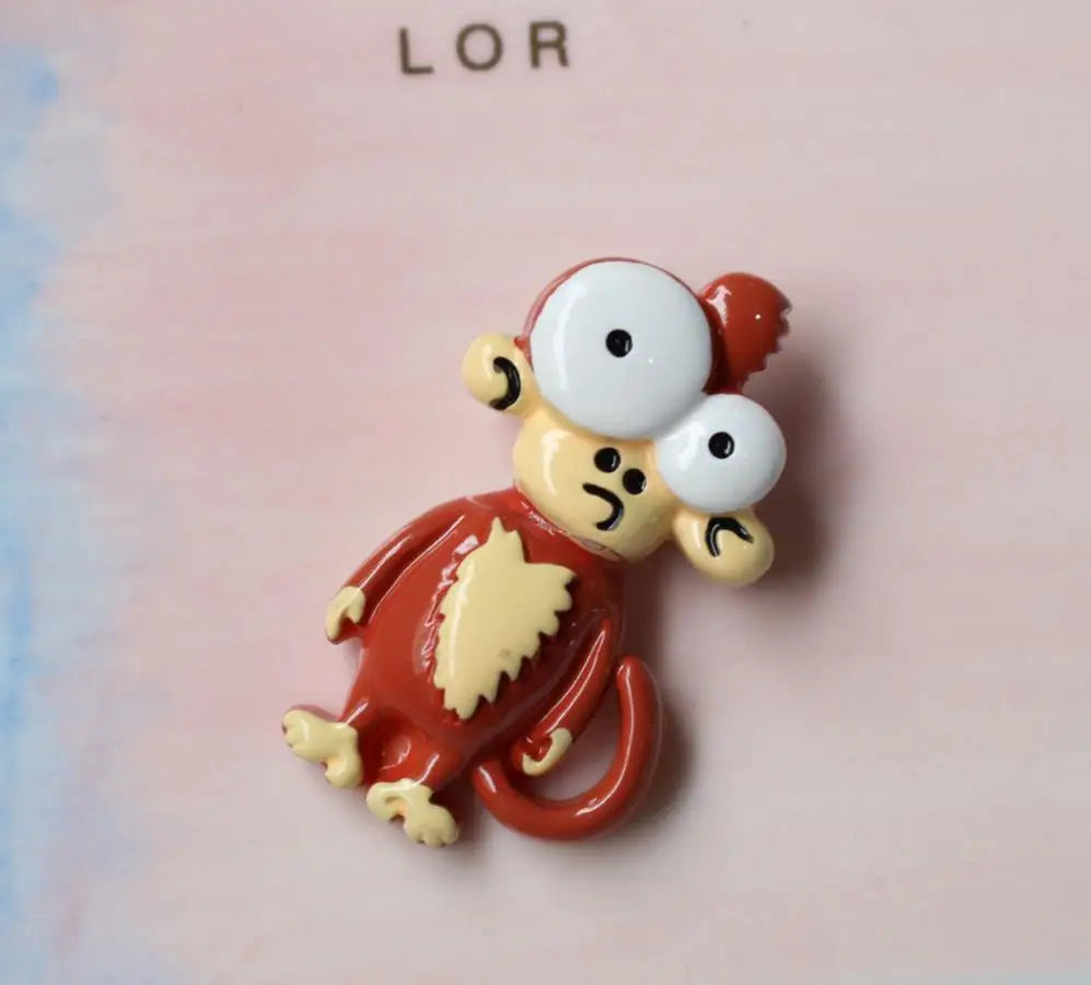 aimants frigo animaux stylisés cartoon éléphant girafe zèbre singe couleurs vives 30 40mm collection